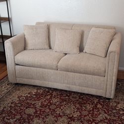 Love Seat With Hide A Bed & Ottoman