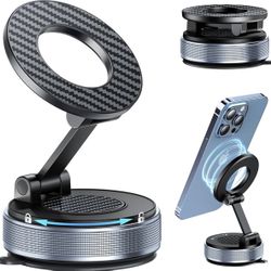 Car Phone Holder for Magsafe, Foldable Suction Cup Phone Mount 360° Adjustable Vacuum Magnetic Phone Holder, Cell Phone Holders for Your Car Compatibl