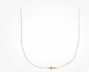 Macy’s 10K Yellow Gold Sideways Cross Necklace 17” NWT Elegant Faith Jewelry