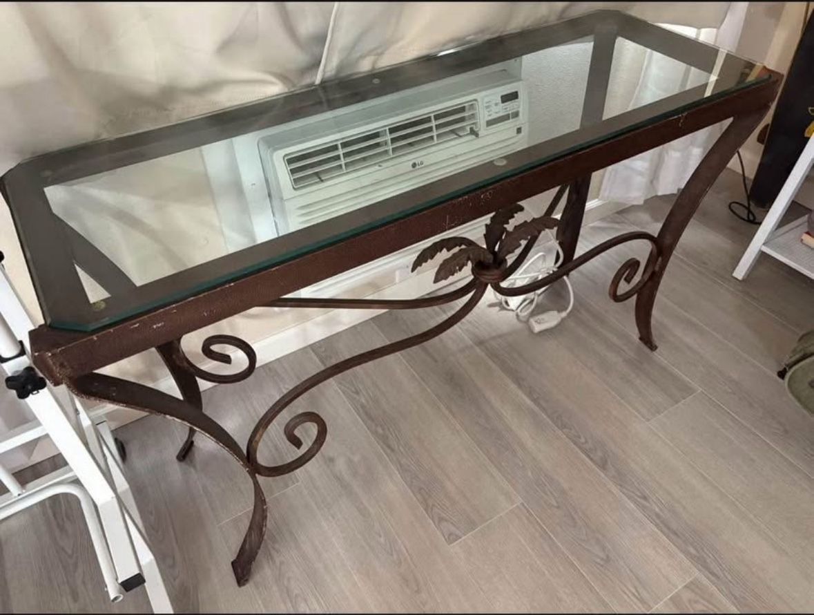 Glass Top Console Table