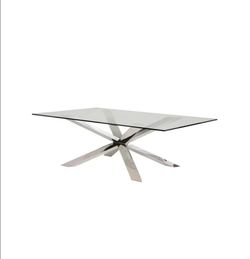 Culture Chrome Spider Legs Rectangular Glass Dining Table