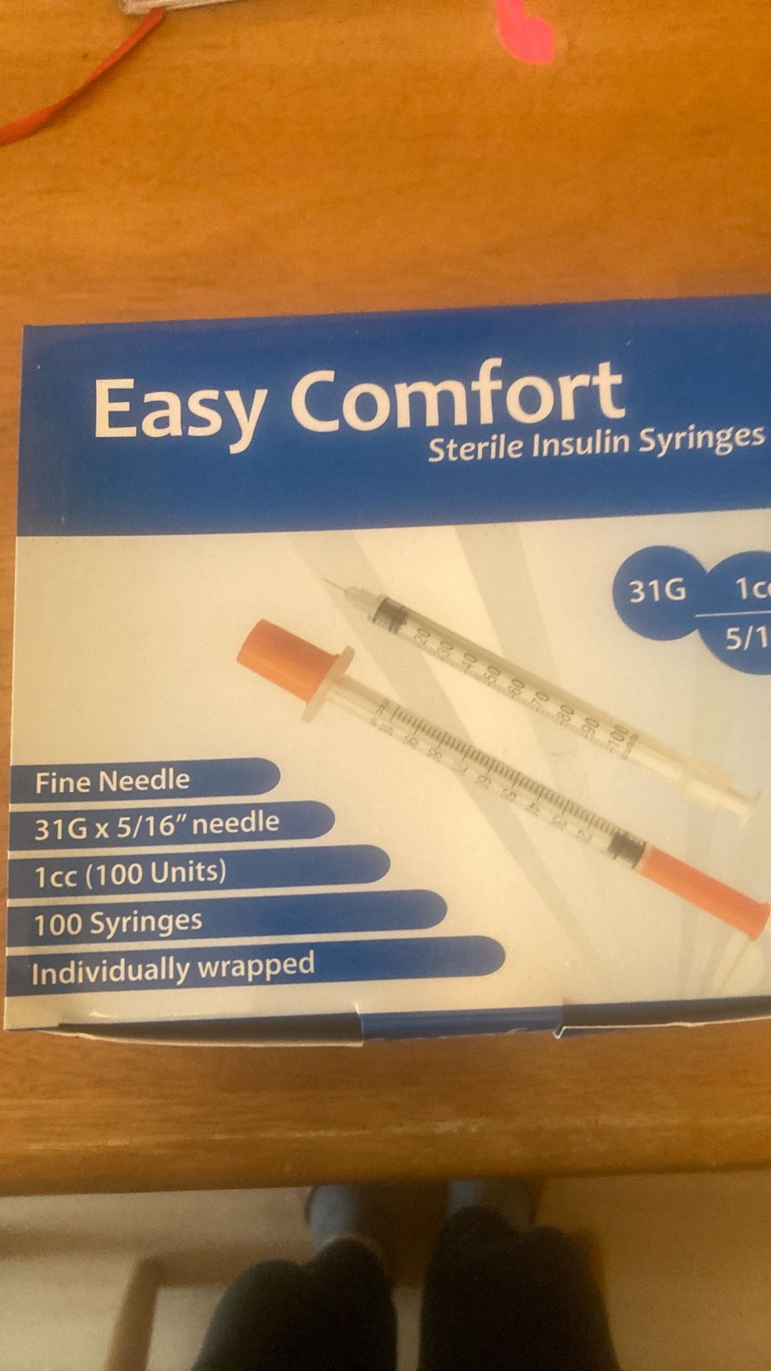 Easy comfort, sterile insulin syringes one box all in the picture brand new