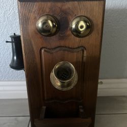 Vintage Hand Crank Wooden Wall Telephone Box-Display Piece Only