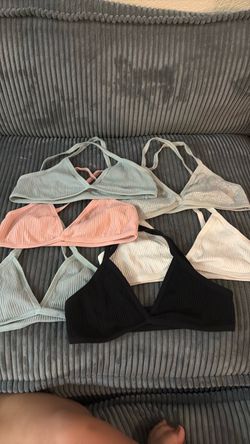 Ribbed Triangle Bralettes Set of 5