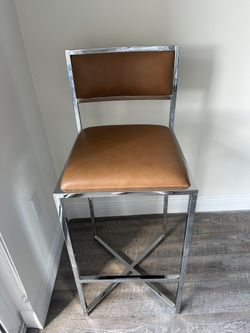 MOVING SALE 2 City Furniture Amalfi Brown Barstools Stainless Steel Base And Frame Excellent Condition