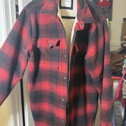 Old Navy Red & Black Plaid Lined Flannel Jacket (Men's XL Tall)