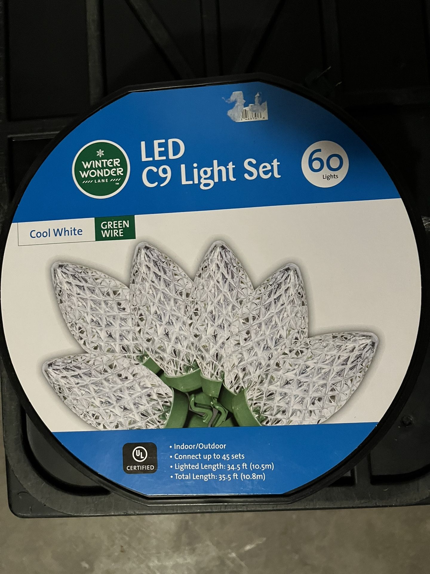 Brand New Set Of 60 LED C9 Lights In Cool White