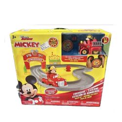 Disney Junior Mickey 5.5 RC Firetruck / Firehouse Race Track Seto Radio Control Maneuver On Track or Floor 🆕✅ Retails $69.51