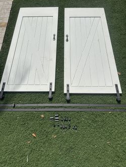 Modern White Sliding Barn Door Set (64” x 84”) – Hardware Included