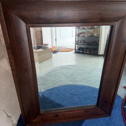 Antique Real Wood Frame Mirror
