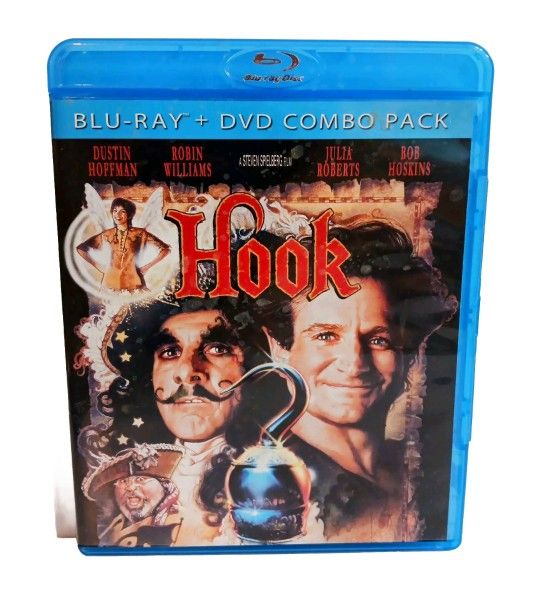 Hook: Blu-ray + DVD 1991 Dustin Hoffman, Robin Williams Spielberg Like New