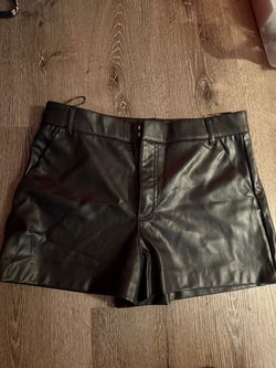 Zara Black Faux Leather Shorts