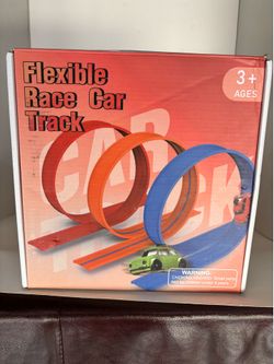 Upgrade Flexible Race Track Flex Tracks for Kids 3+, 15Ft Race Car Track Compatible with Diecast 1/64th Cars, Flexible Car