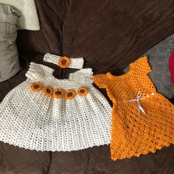 New Dresses Set Yellow And White Hand Knitted 