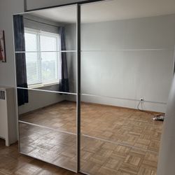 PAX / AULI wardrobe with sliding doors, dark gray/mirror glass, 59x167 - $500