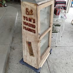 Vintage Antique Toms Peanut Advertising Cabinet 