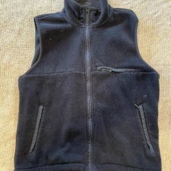 Eddie Bauer Mens Vest Fleece Black Polartec Vintage Zip Jacket Fall Coat Medium