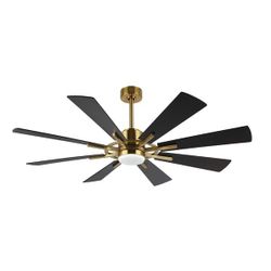 WINGBO 72 inch Windmill 8-Blade LED Indoor Ceiling Fan - Brass & Black