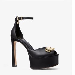 MICHAEL Michael Kors Martina Leather Peep-Toe Platform Pump US Size 6.5