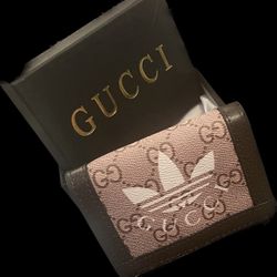 Brand New Super Luxury AdidasxGG. Collaboration Tri Fold Wallet With Box 