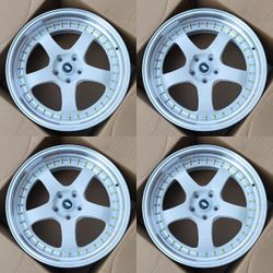 New 19 Inch Work Meister S1 Style Wheels 19x8.5/9.5 Rims White Machine Lip 5x114.3 +35 Set of 4
