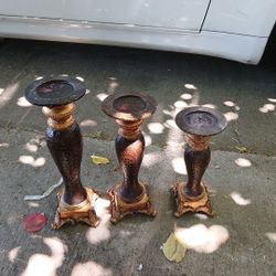 Set Of Three Antique Style Candle Holders, Very  Elegant Pieces