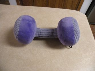 New Soft Purple Plush Dumbbell 2 Squeaker Dog Toy