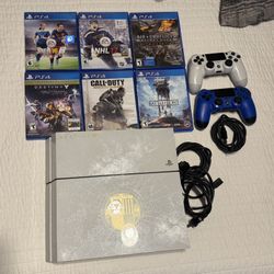 PS4 Bundle 500GB Destiny Edition - 2 Controllers + 6 Games- Works Like New!