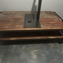 Wooden, Iron and Steel Coffee Table