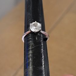 white gold engagement ring with cubic zirconia