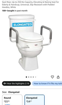 Carex Raised Toilet Seat Riser with Arms