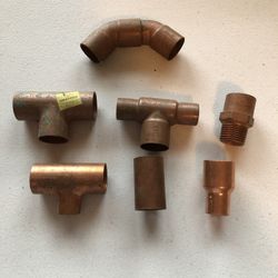 Lot Of 7 Pieces Of Copper Fittings