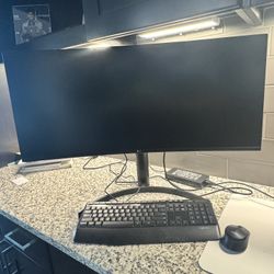 34 Inch Curved Monitor + Wireless Keyboard & Mouse