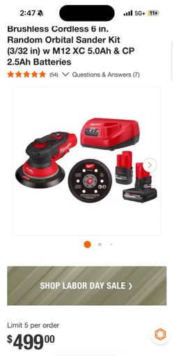 Milwaukee Brushless Cordless Random Orbital Sander Kit