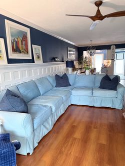 L shaped blue denim couch “FREE”