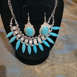 Turquoise Earrings And Necklace 
