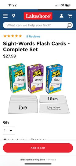 Sight Words From Lakeshore 