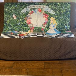 Alice in Wonderland happy birthday banner