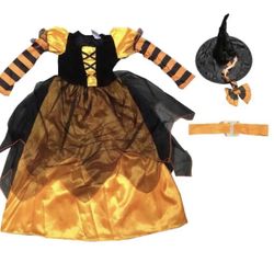 Little Naughty Orange Witch Girls Costume XL