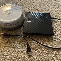 USB DVD RW Drive & Blank DVD+R DL Disks