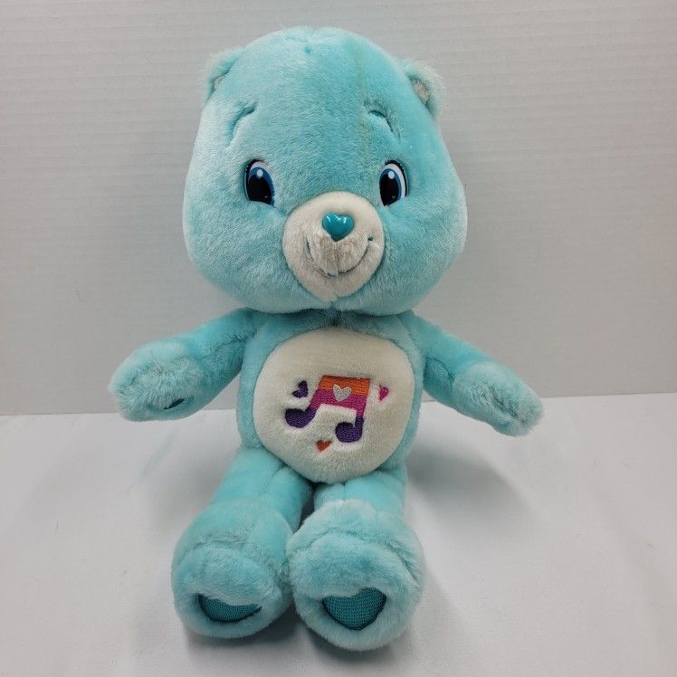 2008 13" Care Bear Heartsong Turquoise Music Note Teddy Bear Rainbow Stuffed Toy