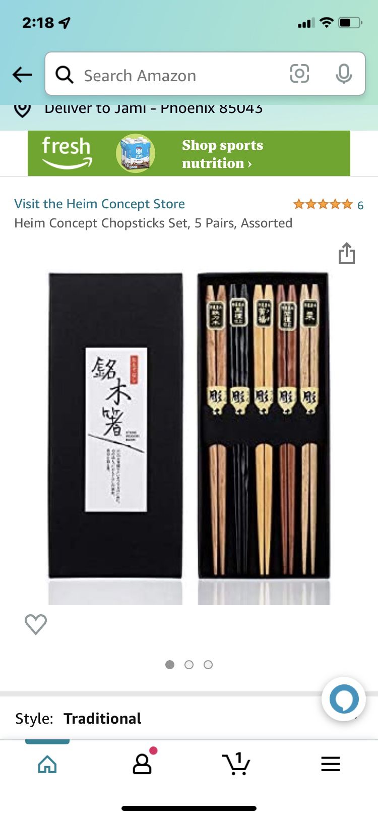 Heim Concept Chopsticks Set, 5 Pairs, Assorted