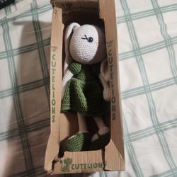 Cutelions Plush 12" Bunny Rabbit Hand Made Knit Organic Cotton Stuffed Animal