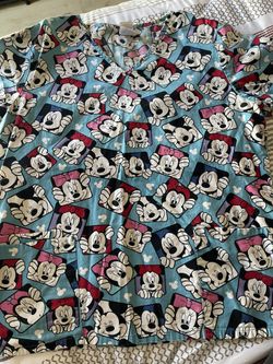 Disney Mickey And Minnie Mouse Scrub Top