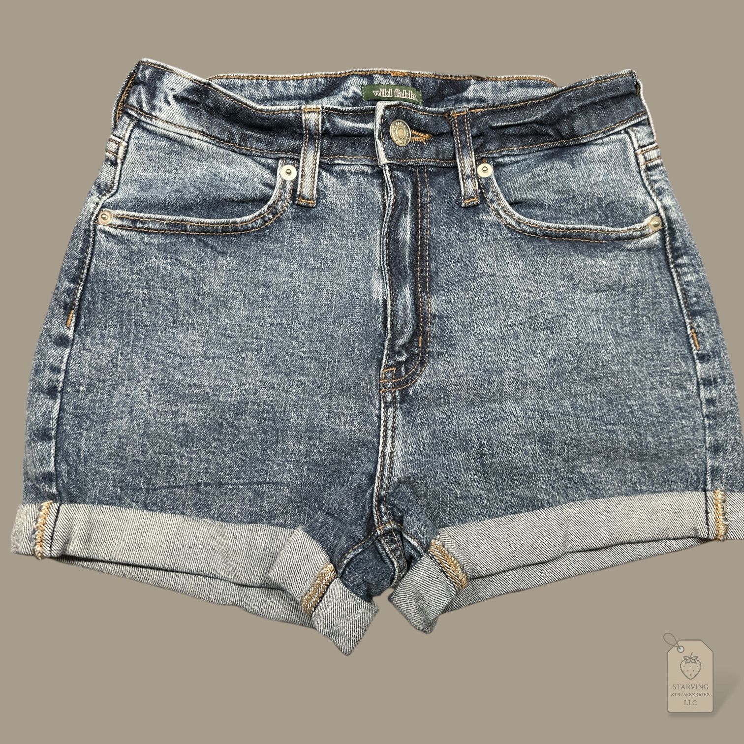 Wild Fable Denim Shorts | Mid Rise Cuffed Jean Shorts Blue Wash | Size 2 / 26R