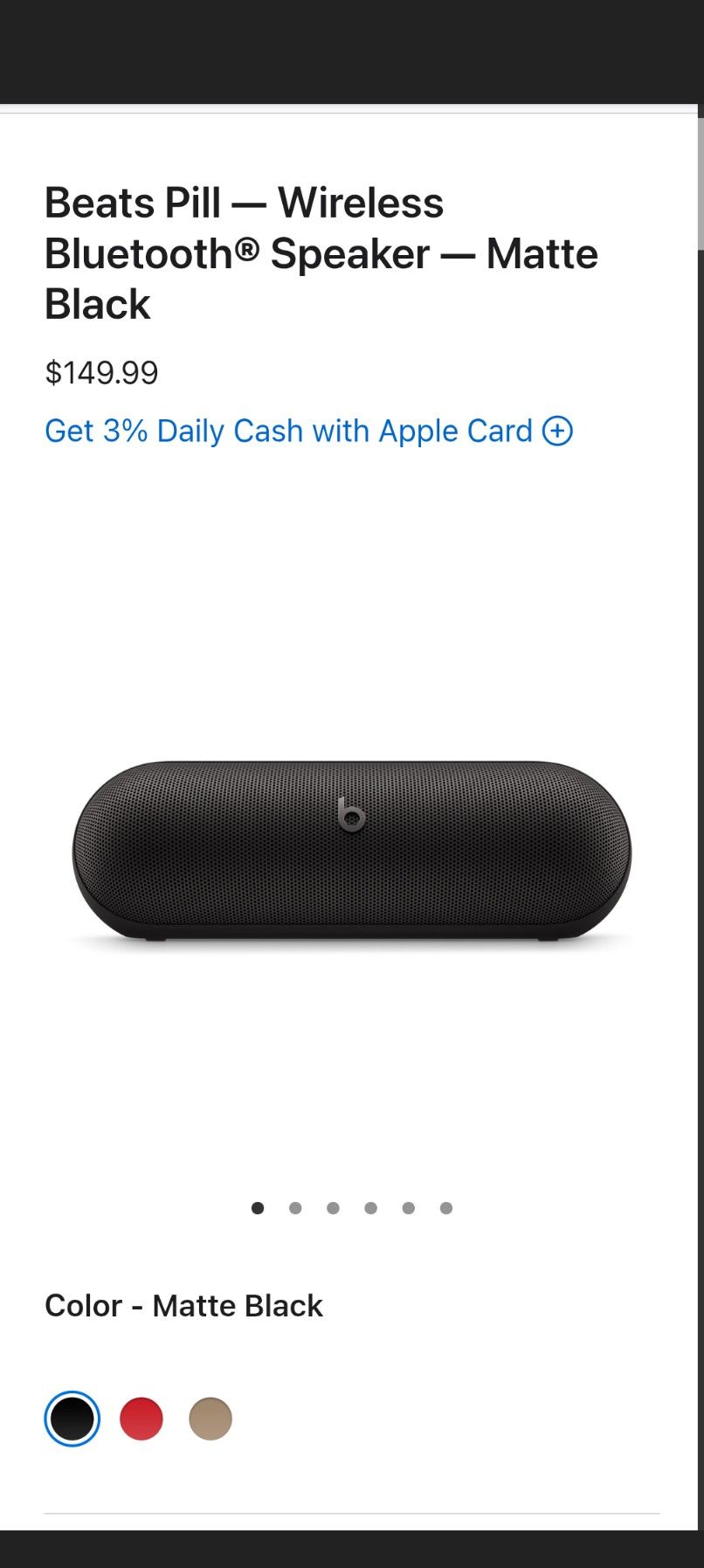 Beats Pill Wireless Bluetooth Speaker with AppleCare+ Included, Matte Black