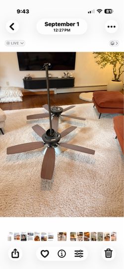 2 ceiling fans with remotes; bulbs included