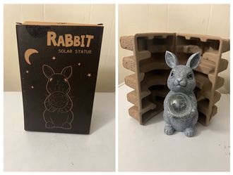 Rabbit with Solar Lantern Garden Statues