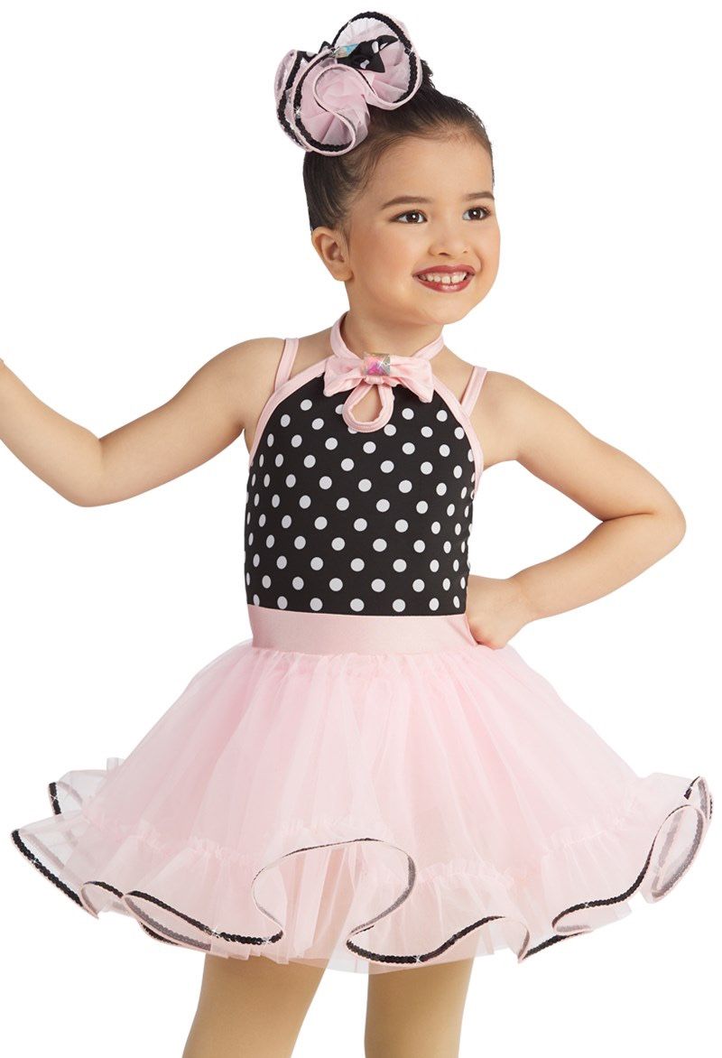 Weissman Girls Polka Dot Strappy Dance Performance Dress Size: (Small (6/6X))