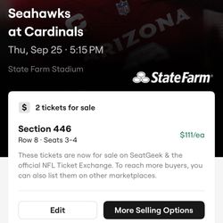 Seahawks Vs Cardinals W/parking